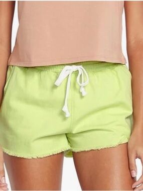 Volcom Neon Lime Drawstring Athletic Shorts